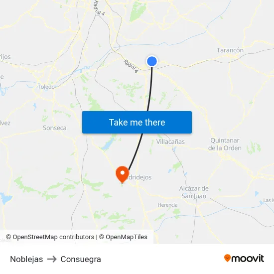 Noblejas to Consuegra map