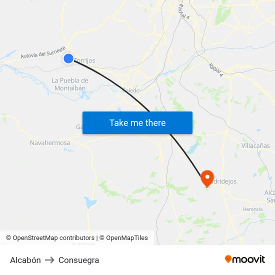 Alcabón to Consuegra map