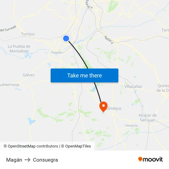 Magán to Consuegra map