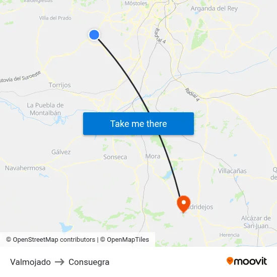 Valmojado to Consuegra map
