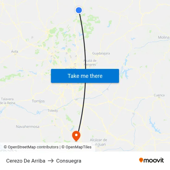 Cerezo De Arriba to Consuegra map