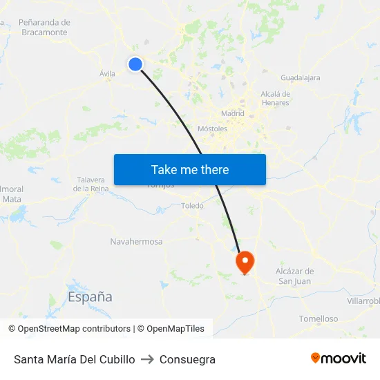 Santa María Del Cubillo to Consuegra map