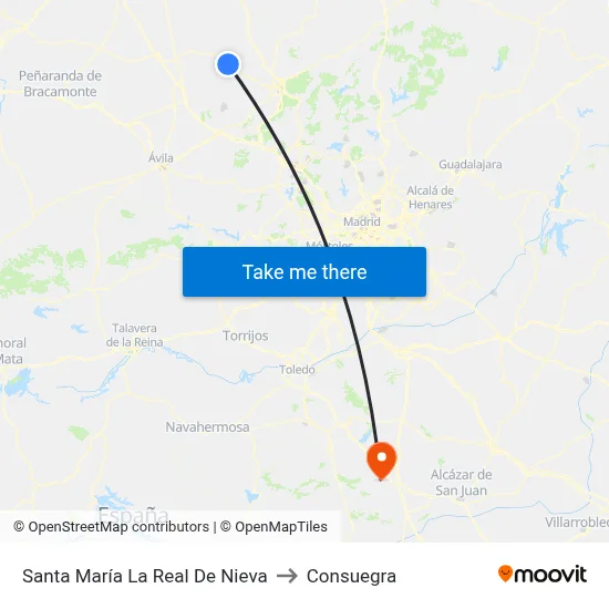 Santa María La Real De Nieva to Consuegra map