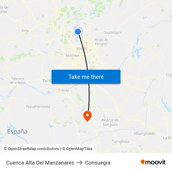 Cuenca Alta Del Manzanares to Consuegra map