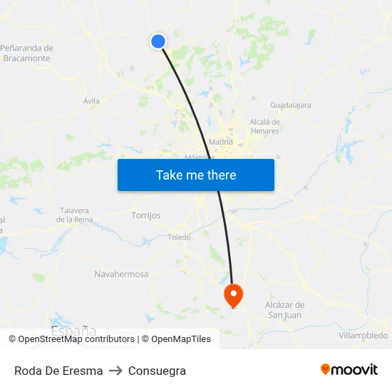 Roda De Eresma to Consuegra map