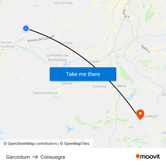 Garciotum to Consuegra map