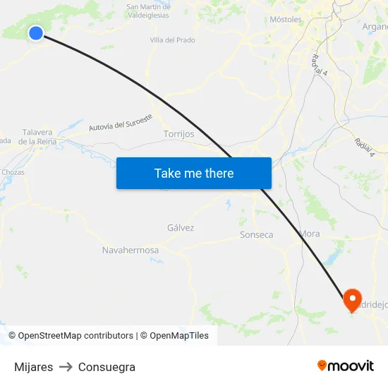 Mijares to Consuegra map