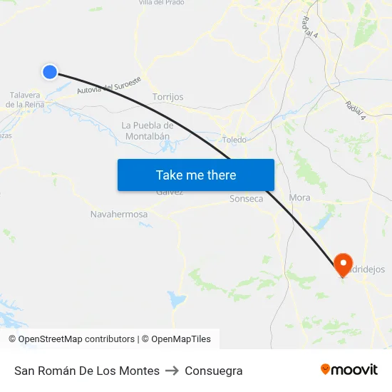 San Román De Los Montes to Consuegra map