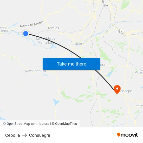 Cebolla to Consuegra map