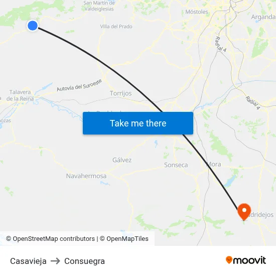 Casavieja to Consuegra map