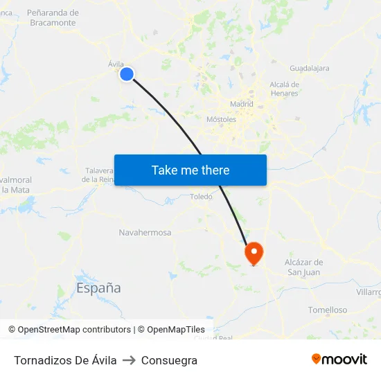 Tornadizos De Ávila to Consuegra map
