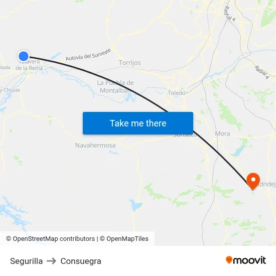 Segurilla to Consuegra map