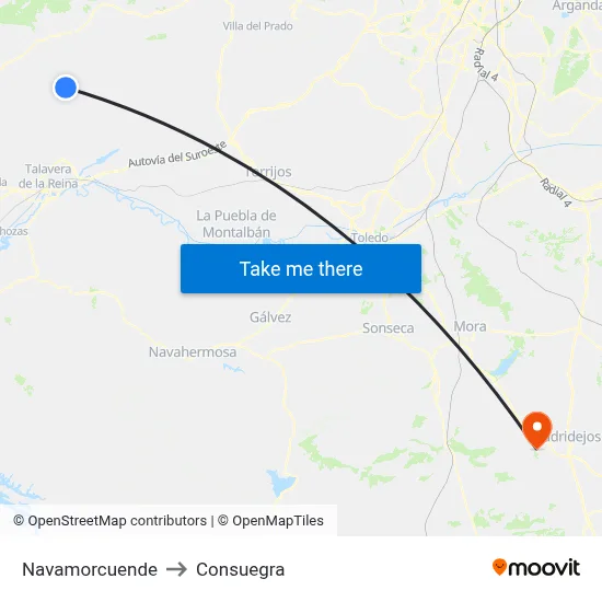Navamorcuende to Consuegra map