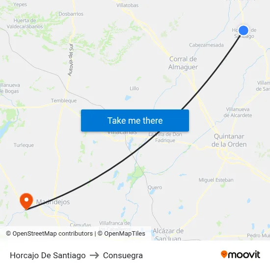 Horcajo De Santiago to Consuegra map