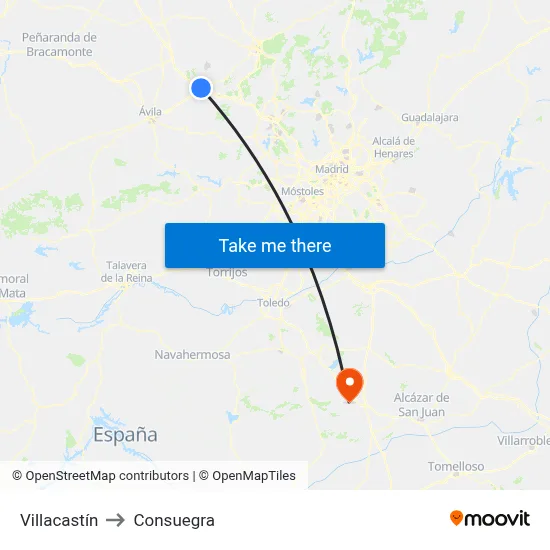 Villacastín to Consuegra map