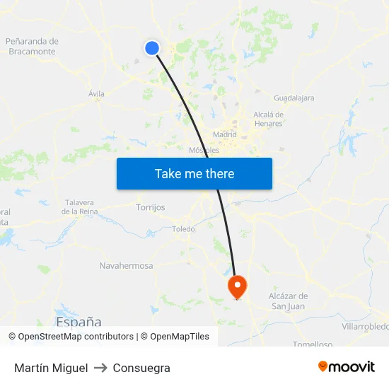 Martín Miguel to Consuegra map