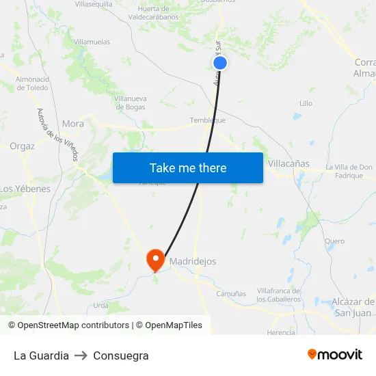 La Guardia to Consuegra map