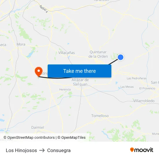 Los Hinojosos to Consuegra map