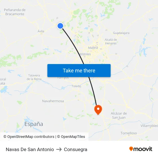 Navas De San Antonio to Consuegra map