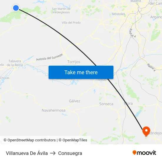 Villanueva De Ávila to Consuegra map