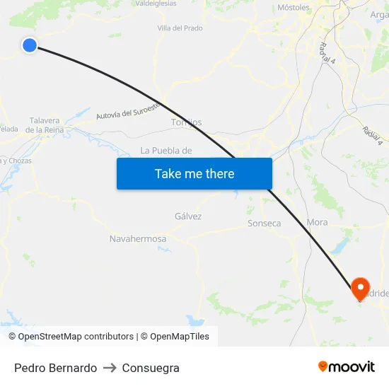 Pedro Bernardo to Consuegra map