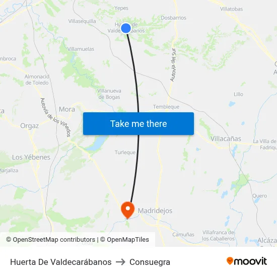 Huerta De Valdecarábanos to Consuegra map