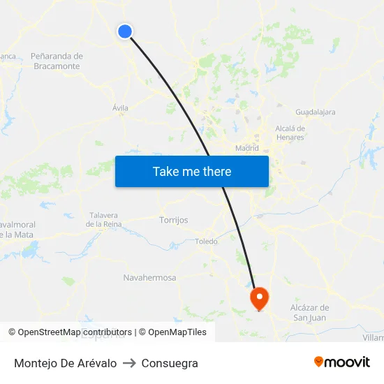 Montejo De Arévalo to Consuegra map