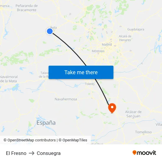 El Fresno to Consuegra map