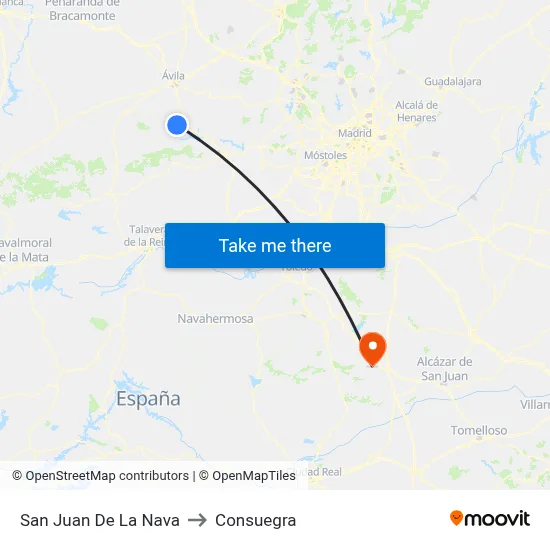 San Juan De La Nava to Consuegra map