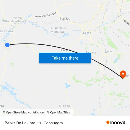 Belvís De La Jara to Consuegra map