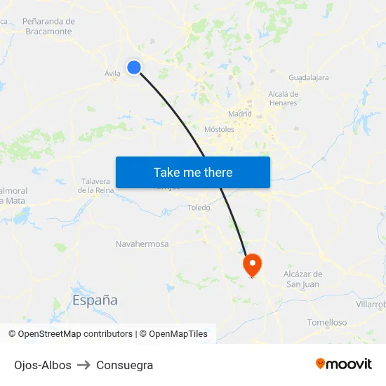 Ojos-Albos to Consuegra map