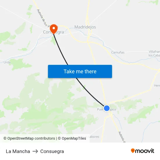 La Mancha to Consuegra map