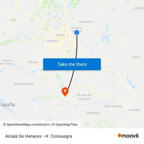 Alcalá De Henares to Consuegra map