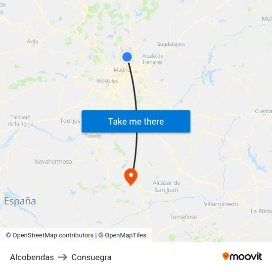 Alcobendas to Consuegra map