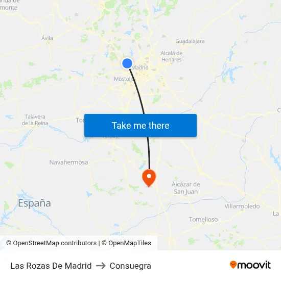 Las Rozas De Madrid to Consuegra map
