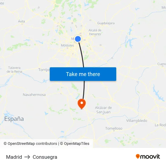Madrid to Consuegra map