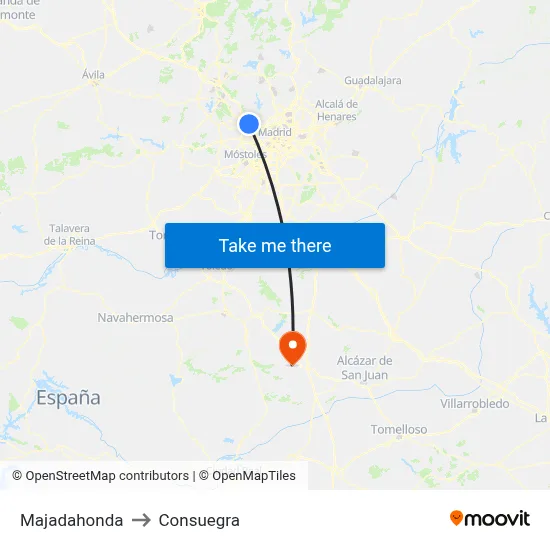 Majadahonda to Consuegra map