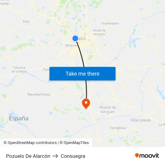 Pozuelo De Alarcón to Consuegra map