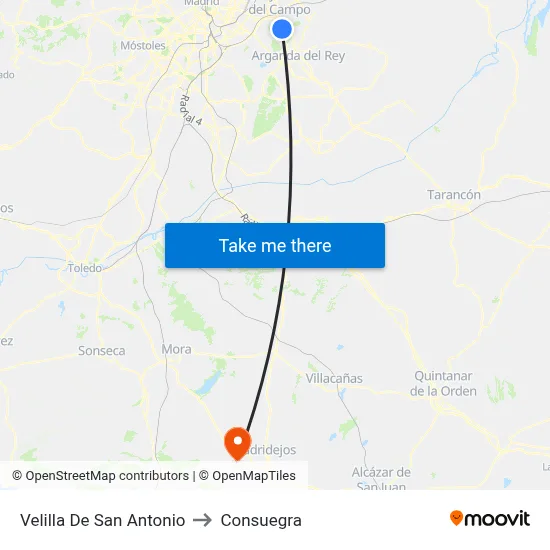 Velilla De San Antonio to Consuegra map