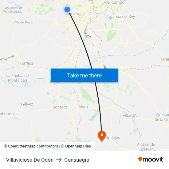 Villaviciosa De Odón to Consuegra map