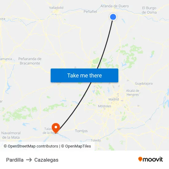 Pardilla to Cazalegas map