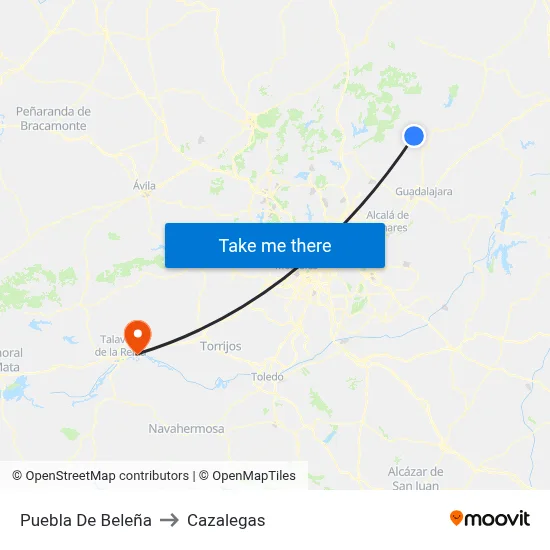 Puebla De Beleña to Cazalegas map