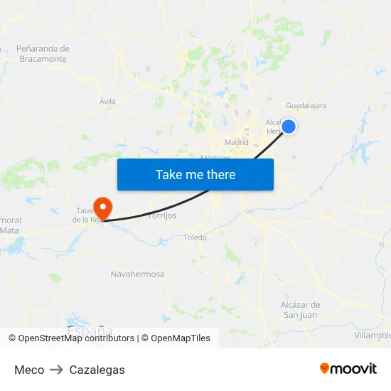 Meco to Cazalegas map