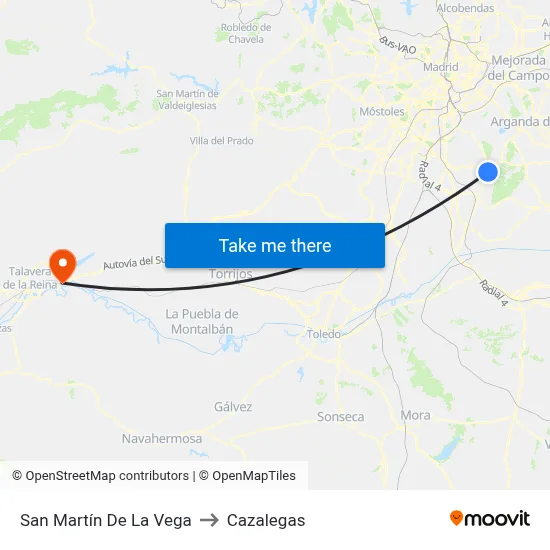 San Martín De La Vega to Cazalegas map