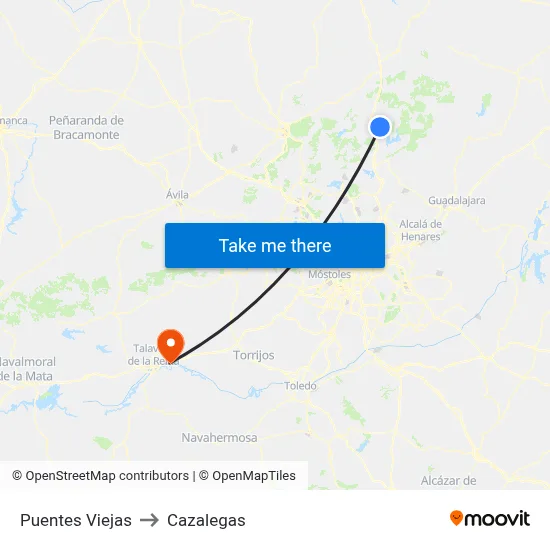 Puentes Viejas to Cazalegas map