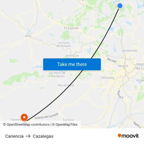 Canencia to Cazalegas map