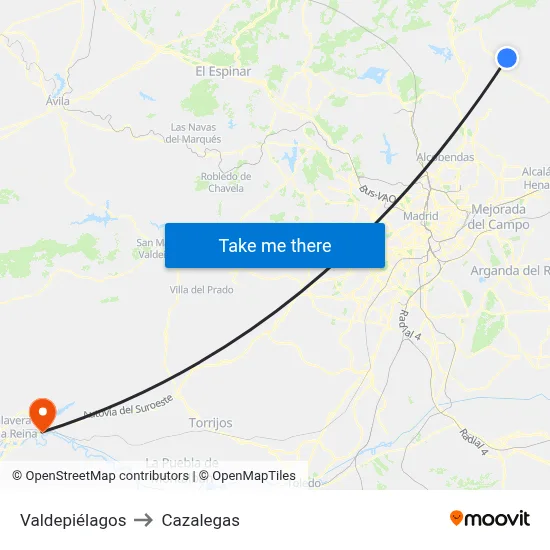Valdepiélagos to Cazalegas map