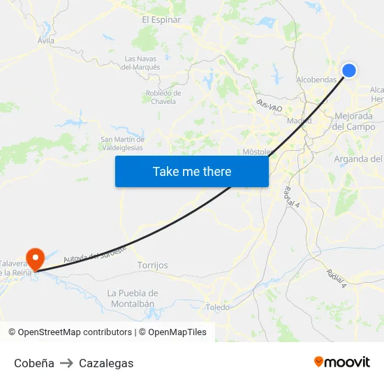 Cobeña to Cazalegas map