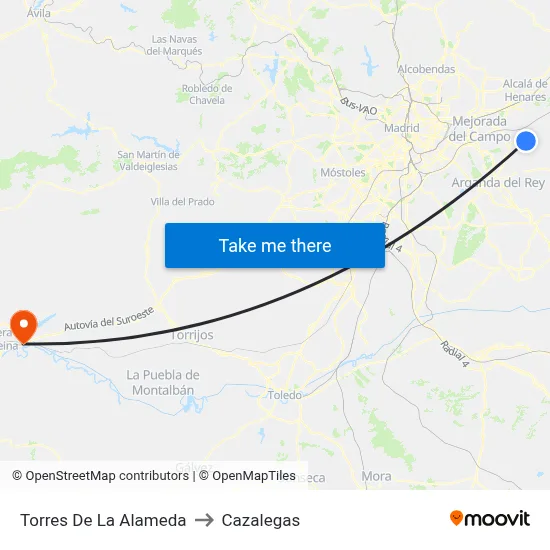 Torres De La Alameda to Cazalegas map