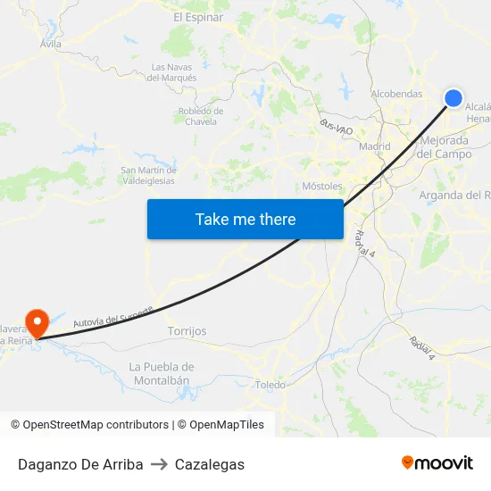 Daganzo De Arriba to Cazalegas map